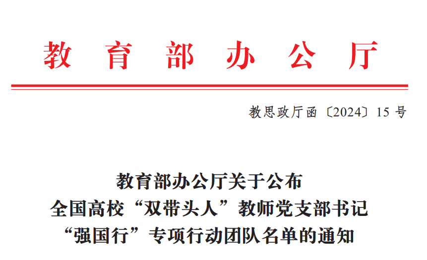 冰球官网荣获一项全国高校“双带头人”教师党支部书记“强国行”专项行动团队